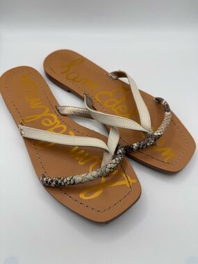 Sam Edelman Abbey Slide Women’s Leather Flip Flop Sandals Size 8 Snake Print